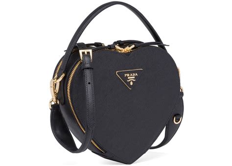 Prada Odette Heart Black in Saffiano Leather with Gold